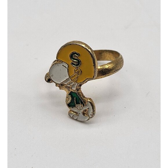 Aviva Jewelry - VTG Peanuts Snoopy Adjustable Ring State Football Aviva United Features TINY!